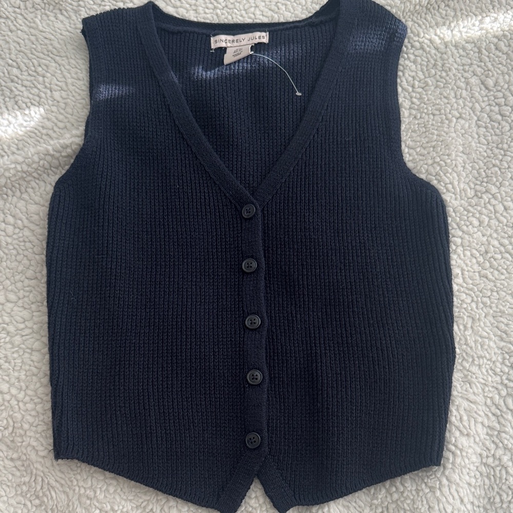Sincerely Jules Navy V-Neck Sweater Vest